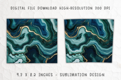 Elegant Blue Green Gold Tumbler Teal and Gold Marble Product Image 2