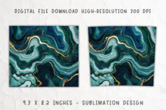 Elegant Blue Green Gold Tumbler Teal and Gold Marble Product Image 2
