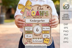 Personalized First Day of Kindergarten Sign Laser Cut Product Image 1