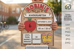 Personalized First Day of Kindergarten Sign Laser Cut Product Image 1