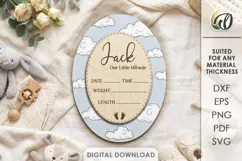 Baby Birth Announcement Sign Laser Cut. Baby Birth Stats SVG Product Image 1