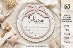 Baby Birth Announcement Sign Laser Cut. Baby Birth Stats SVG Product Image 1