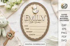 Baby Birth Announcement Sign Laser Cut. Baby Birth Stats SVG Product Image 1