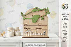 Personalized Baby Name Sign Laser Cut. Baby Birth Stats SVG Product Image 1