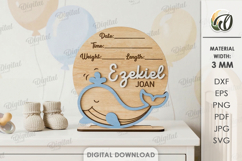 Personalized Baby Name Sign Laser Cut. Baby Birth Stats SVG Product Image 1
