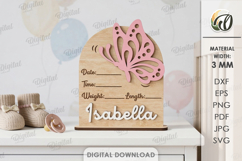 Personalized Baby Name Sign Laser Cut. Baby Birth Stats SVG Product Image 1