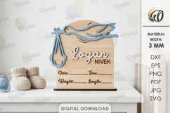 Personalized Baby Name Sign Laser Cut. Baby Birth Stats SVG Product Image 1
