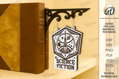 Book Genre Divider Lasercut. Science Fiction SVG Product Image 1