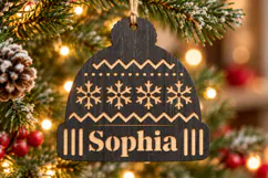 Personalized Christmas Beanie SVG, Snowflake Name Bauble Product Image 1