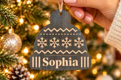 Personalized Christmas Beanie SVG, Snowflake Name Bauble Product Image 2