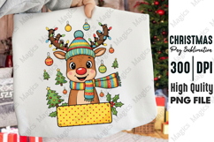 Personalized Christmas Boy Reindeer Png Product Image 1