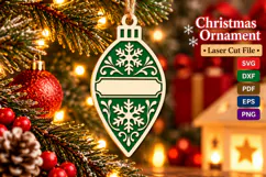 Personalized Christmas Ornament SVG, Laser Cut Name Bauble Product Image 1