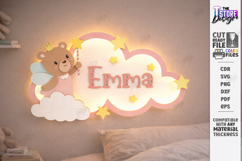 Personalized LED Cloud Night Light - Layered Baby Name SVG Product Image 1