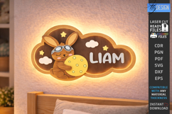 Personalized Cloud Night Light Laser Cut | Kids Name Signs Product Image 1