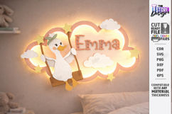 Personalized LED Cloud Night Light - Layered Baby Name SVG Product Image 1