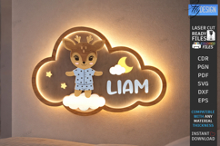 Personalized Cloud Night Light Laser Cut | Kids Name Signs Product Image 1