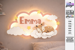 Personalized LED Cloud Night Light - Layered Baby Name SVG Product Image 1