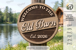 Personalized Country Round Sign Laser Cut. Welcome SIgn SVG Product Image 1
