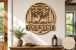 Personalized Deer Name Sign Laser Cut SVG Product Image 1