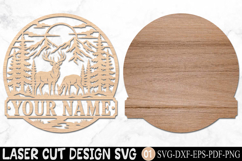 Personalized Deer Name Sign Laser Cut SVG Product Image 2