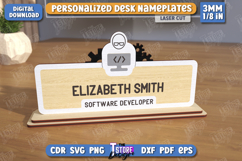 Desk Nameplate Laser Cut|Personalized Name Plate|Programmer Product Image 1