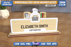 Desk Nameplate Laser Cut | Name Plate | Copywriter | CNC Product Image 1