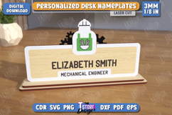 Desk Nameplate Laser Cut | Name Plate | Mechanical Engineer Product Image 1