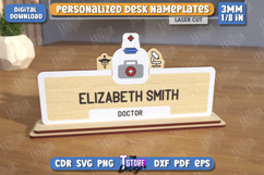Desk Nameplate Laser Cut | Name Plate | Doctor | CNC File Product Image 1