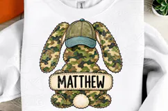 Personalized Easter Bunny Name PNG Camo & Floral Bunny Shirt Product Image 2