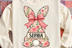Personalized Easter Bunny Name PNG Camo & Floral Bunny Shirt Product Image 4