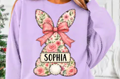 Personalized Easter Bunny Name PNG Camo & Floral Bunny Shirt Product Image 5