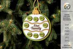 Personalized Family Ornament Laser Cut. Christmas Decor SVG Product Image 1