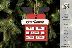 Personalized Family Ornament Laser Cut. Christmas Decor SVG Product Image 1