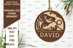 Personalized Fishing Ornament Laser Cut. Fishing Decor SVG Product Image 1