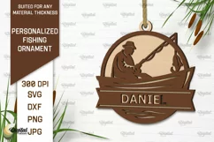 Personalized Fishing Ornament Laser Cut. Fishing Decor SVG Product Image 1