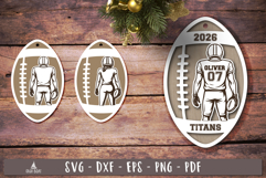 Personalized Football Ornament SVG Christmas design