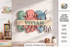 Personalized Name Sign Laser Cut. Kids Room Wall Decor SVG Product Image 1