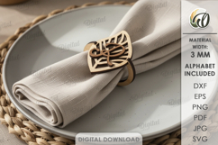 Personalized Napkin Rings Bundle Lasercut. Napkin Holder SVG Product Image 13