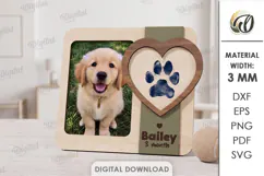 Personalized Pet Paw Print Photo Frame Laser Cut. Pet SVG Product Image 1