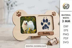 Personalized Dog Paw Print Photo Frame Laser Cut. Pet SVG Product Image 1
