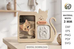 Personalized Cat Paw Print Photo Frame Laser Cut. Pet SVG Product Image 1