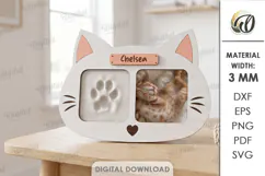 Personalized Cat Paw Print Photo Frame Laser Cut. Pet SVG Product Image 1