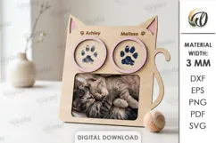 Personalized Cat Paw Print Photo Frame Laser Cut. Pet SVG Product Image 1