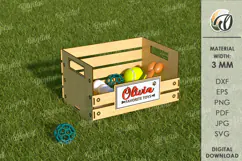Personalized Pet Toy Basket Laser Cut. Wooden Toy Box SVG Product Image 1