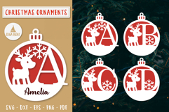 Personalized Reindeer Monogram Ornament Christmas Alphabet 