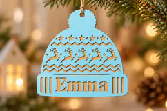 Personalized Christmas Beanie Ornament SVG, Reindeer Name Product Image 2