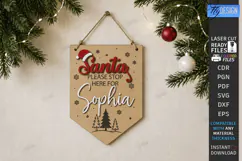 Personalized Santa Please Stop Here Banner Laser Cut | CNC Product Image 1