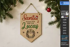 Personalized Santa Please Stop Here Banner Laser Cut | CNC Product Image 1