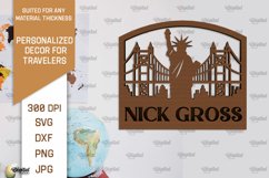 New York Sign For Traveler Laser Cut. Adventure SVG Product Image 1