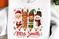 Personalized Teacher Christmas Pencil PNG Product Image 1